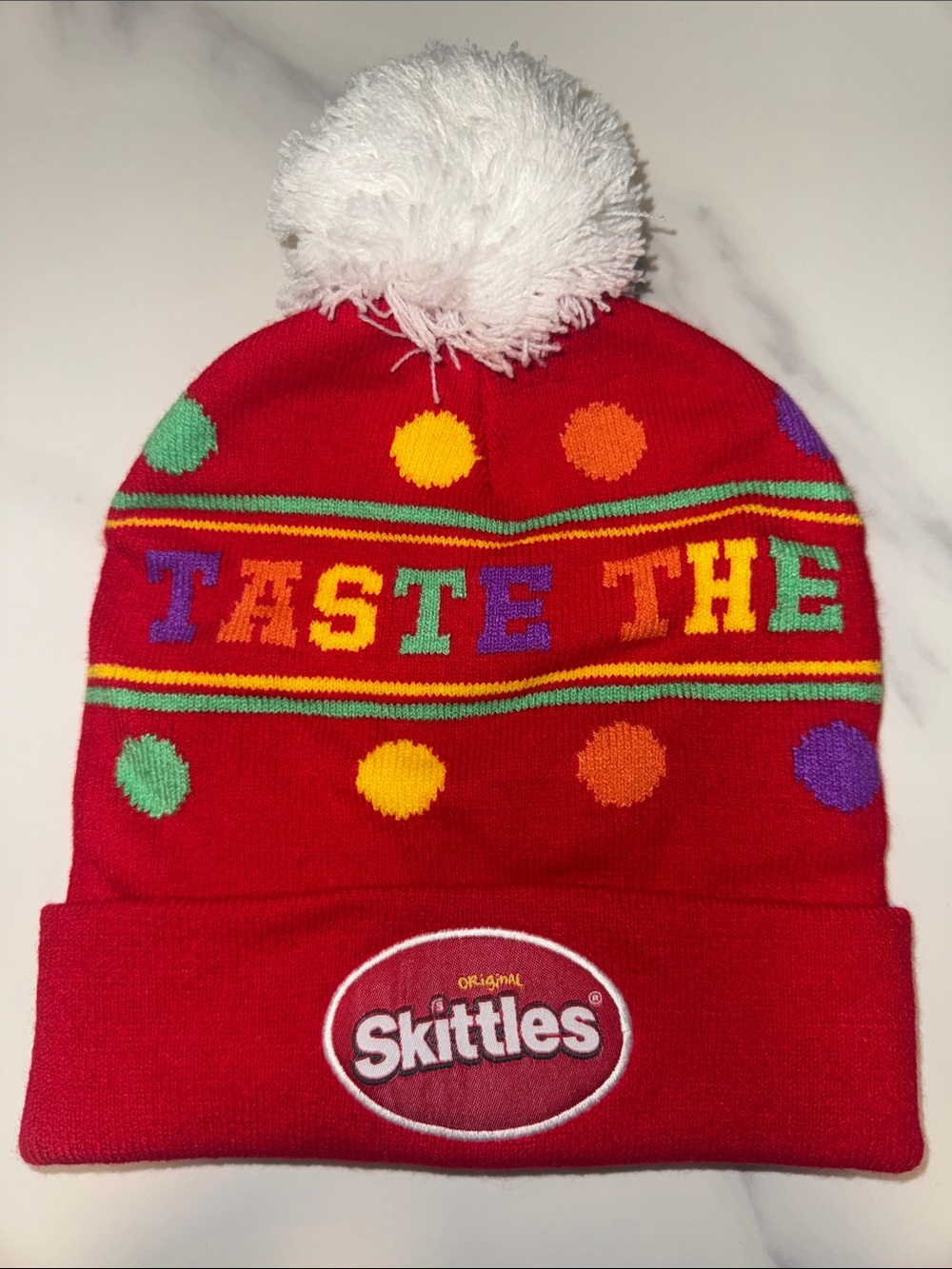 Skittles Red Pom Pom Beanie - Taste The